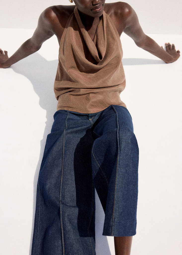 High-waisted wide leg jeans with stitching — Open Blue