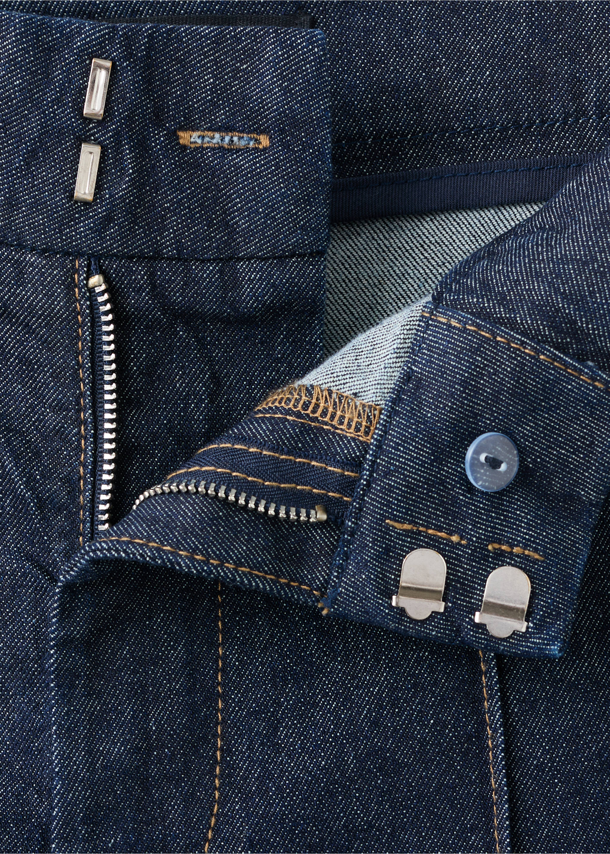 高腰宽腿车缝牛仔裤 - null, 蓝色. Ref: 27053338-00.