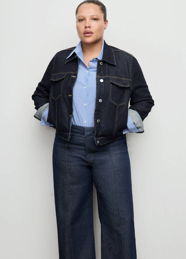 High-waisted wide leg jeans with stitching — Open Blue