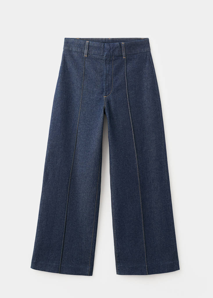 High-waisted wide leg jeans with stitching — Open Blue