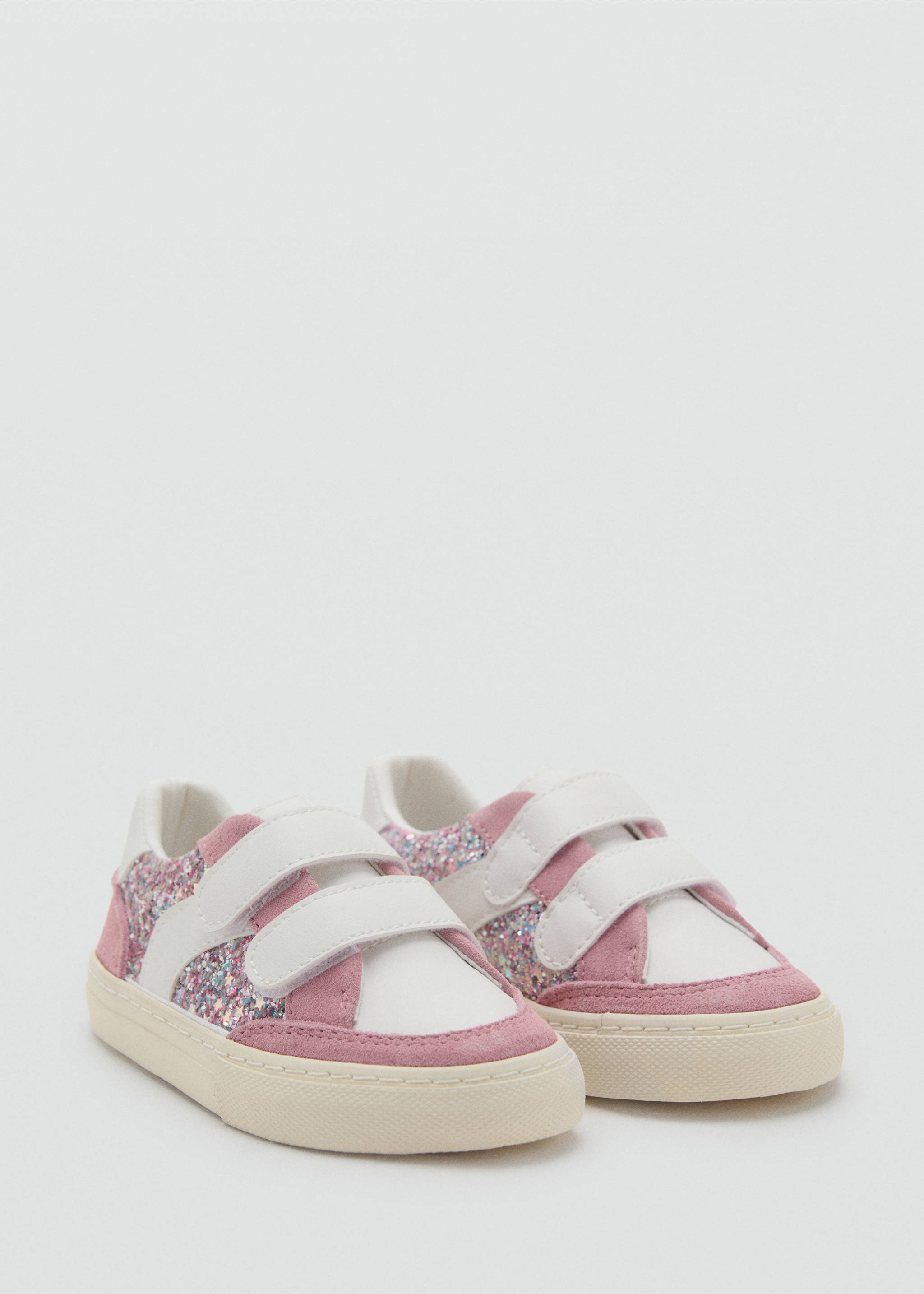 Deportivas purpurina detalles piel - Plano medio, Blanco. Ref: 27053340-00.