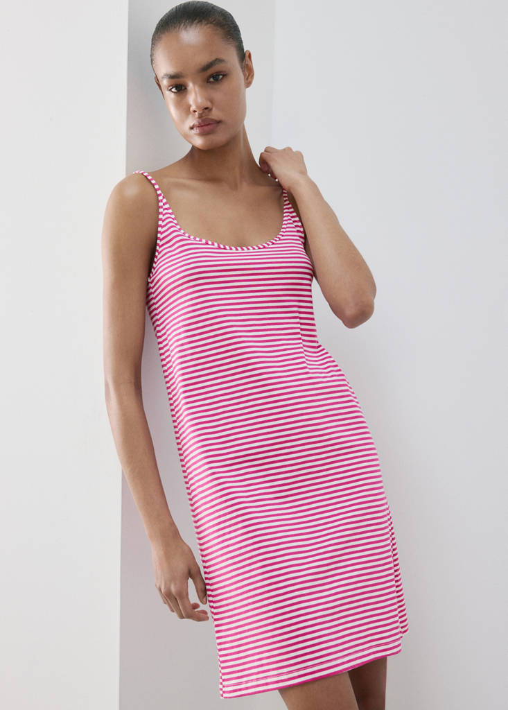 Striped woven cotton dress