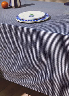 Vichy check cotton tablecloth for 8 to 10 guests — Blue 6