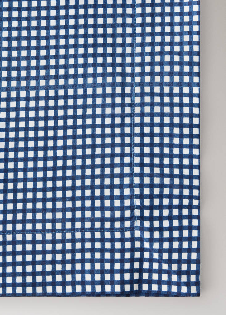 Vichy check cotton tablecloth for 8 to 10 guests — Blue