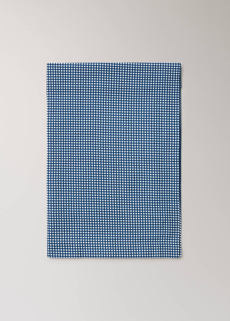 Vichy check cotton tablecloth for 8 to 10 guests — Blue