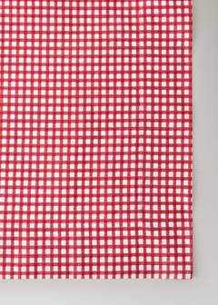 Vichy check cotton tablecloth for 8 to 10 guests — Red 3