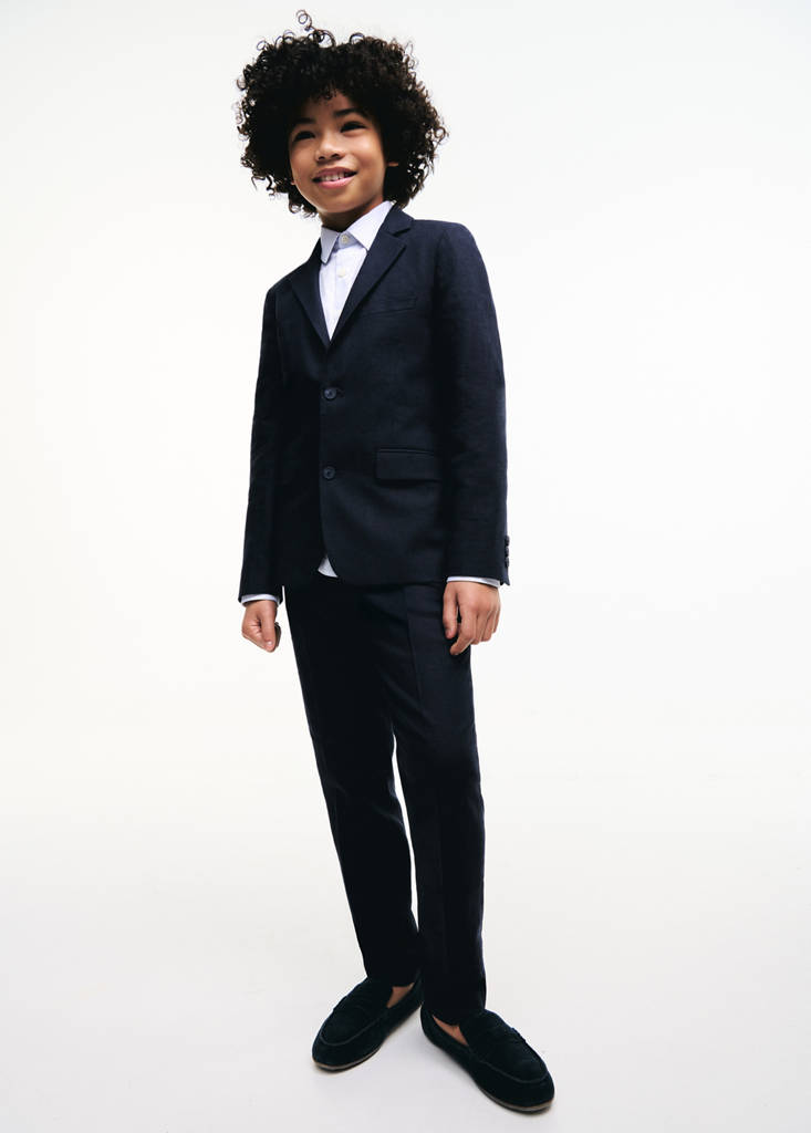 Linen suit trousers — Navy