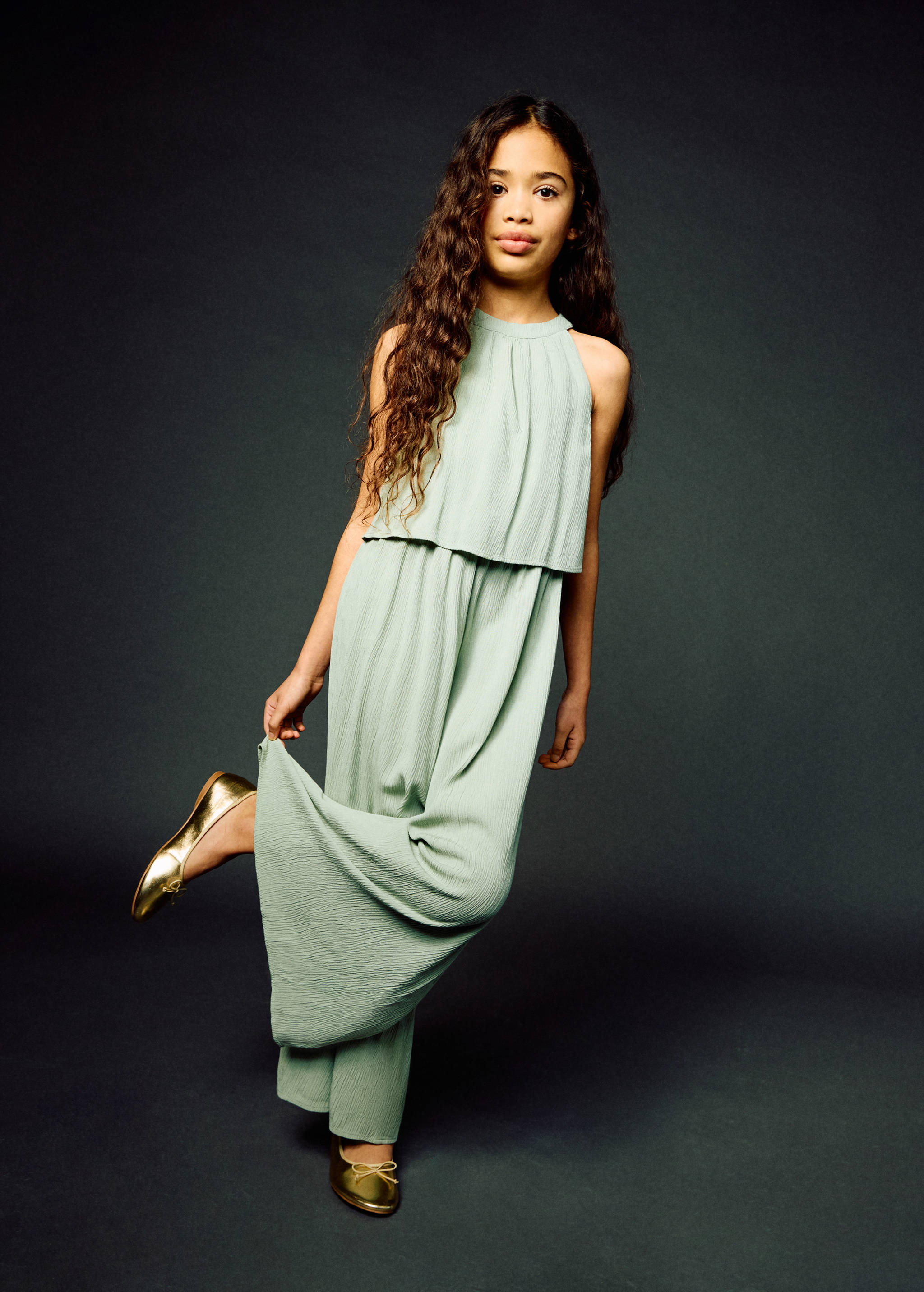 Textured long jumpsuit - General plane