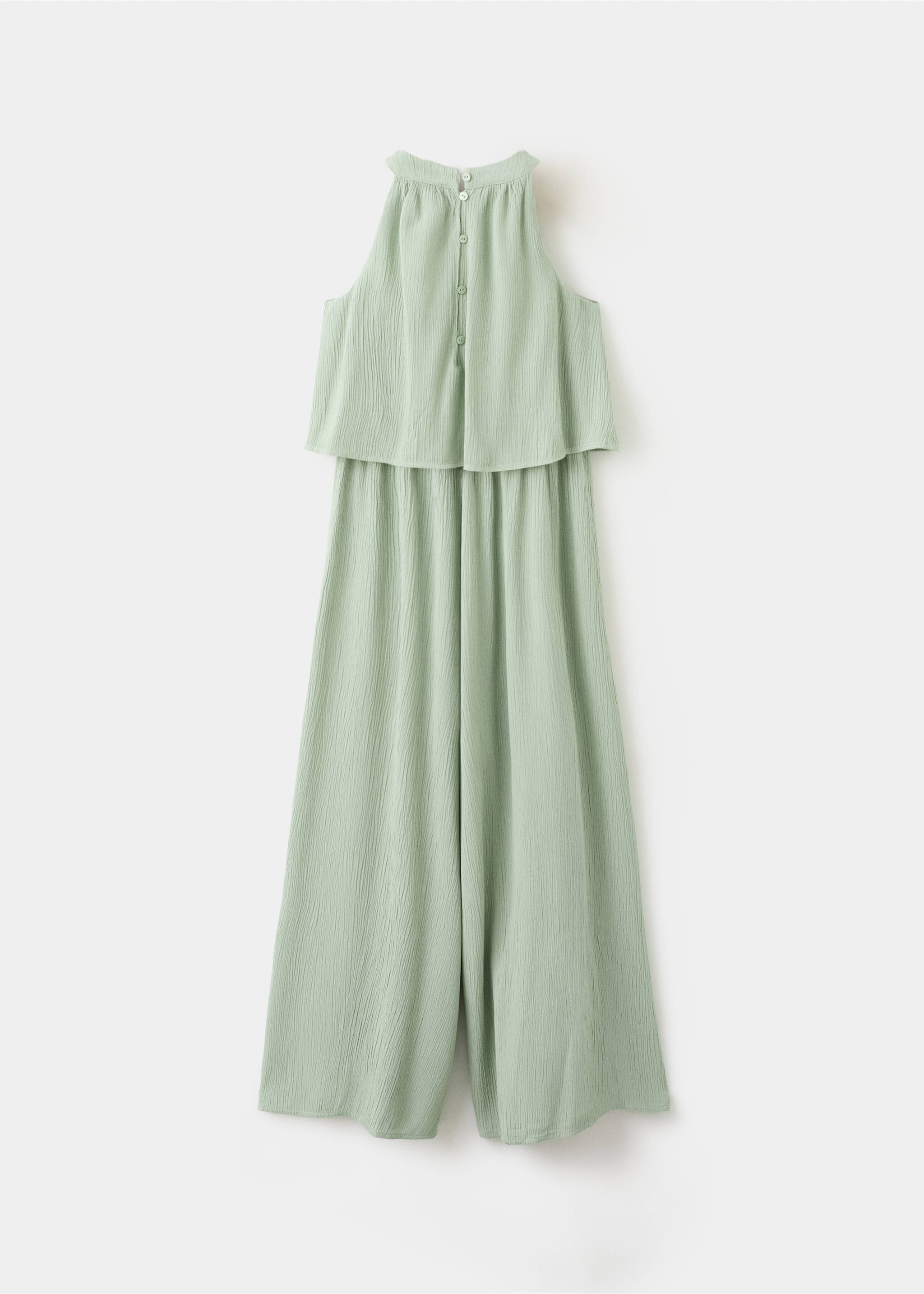 Textured long jumpsuit - Reverse of the article, Green. Ref: 27053723-01.