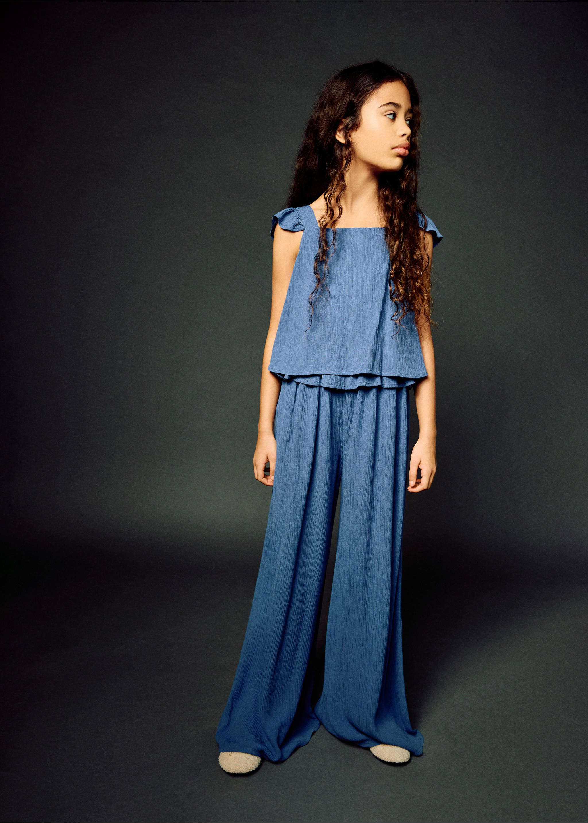 Frilled long jumpsuit - General plane, Navy. Ref: 27053724-00.