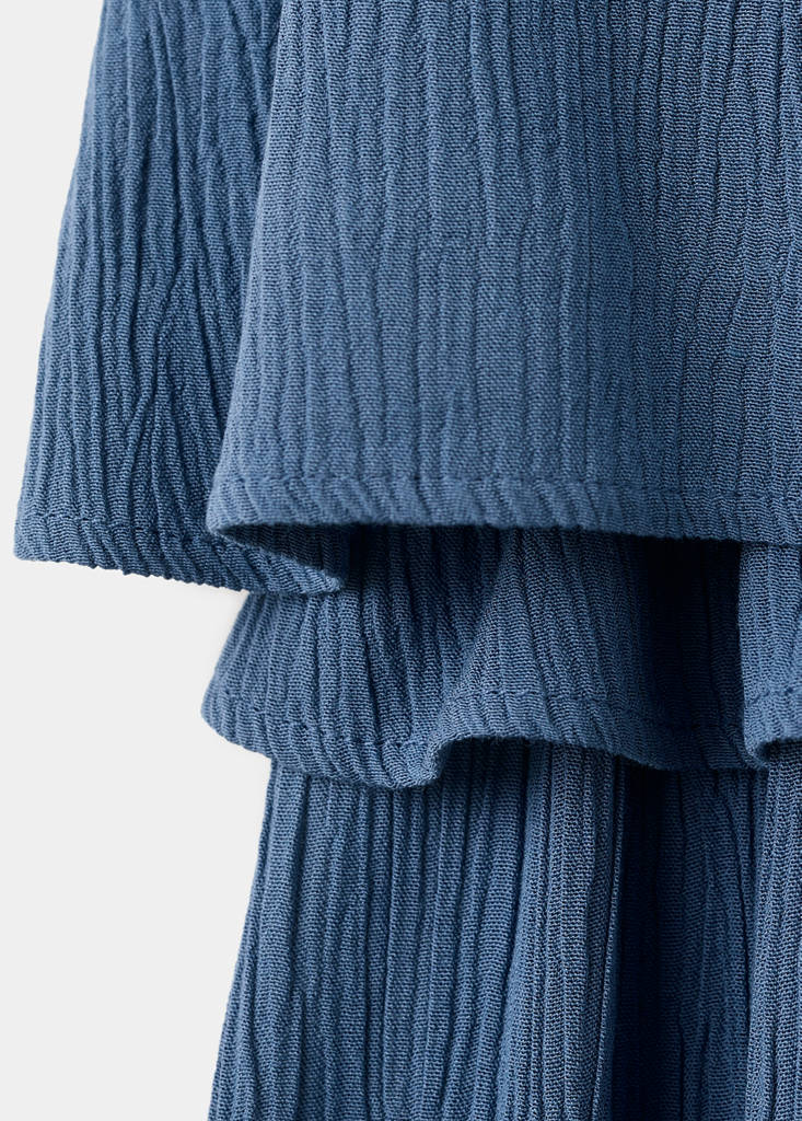 Frilled long jumpsuit — Navy