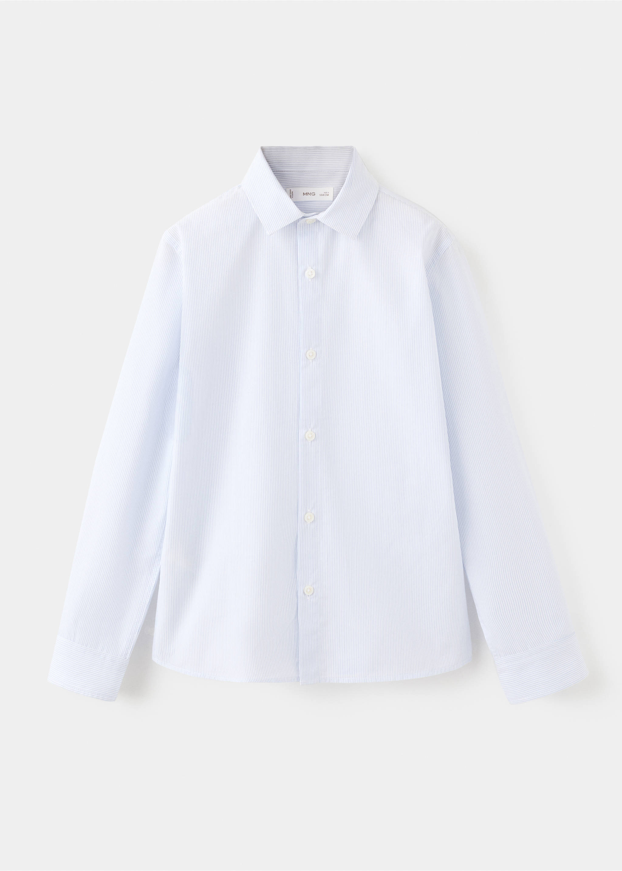 Рубашка из хлопка в полоску - Изделие без модели, Небесно-голубой. Ref: 27053725-00.