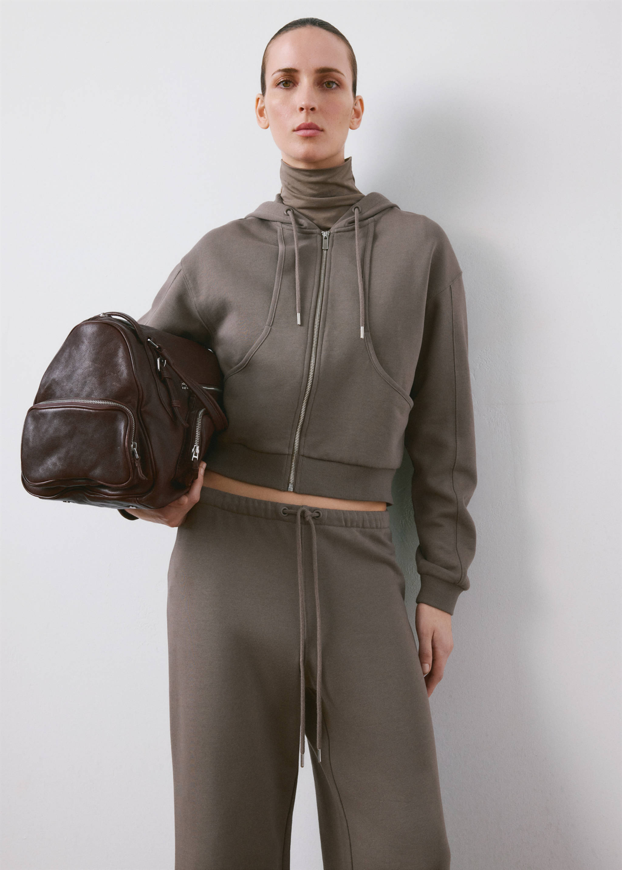 Elastic waist cotton trousers - Medium plane