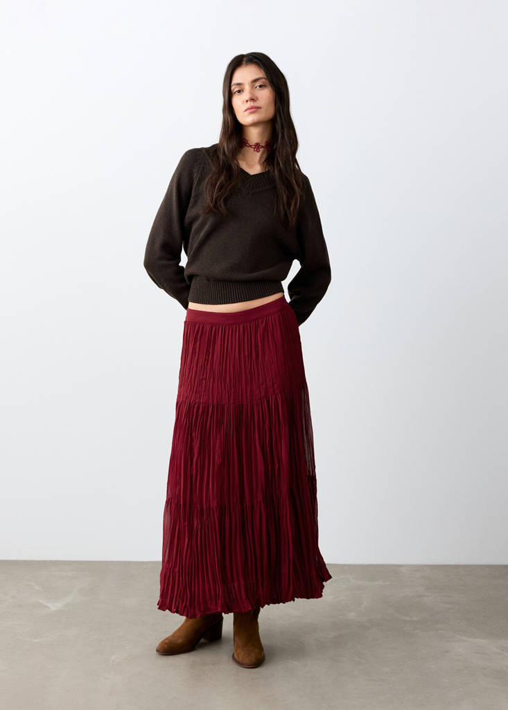 Flowy long skirt — Red