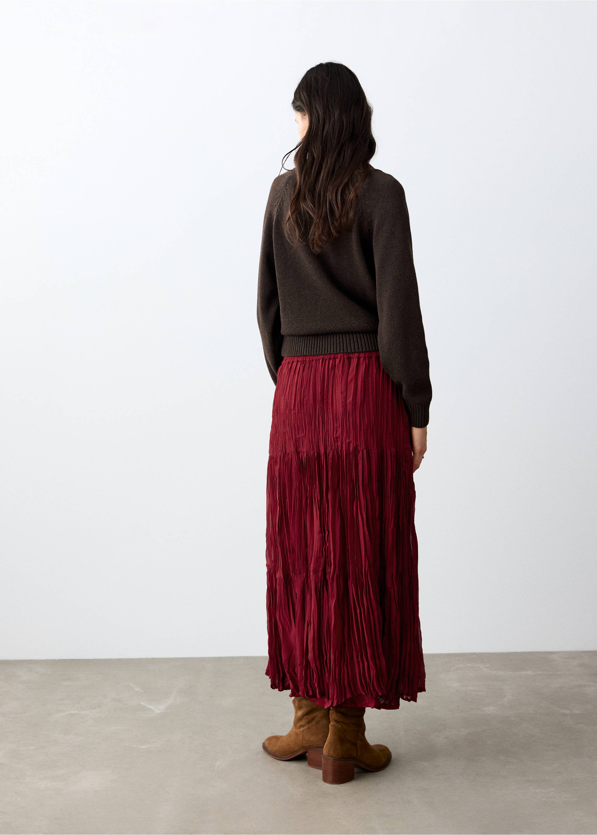 Длинная струящаяся юбка - Обратная сторона изделия, Красный. Ref: 27053736-00.