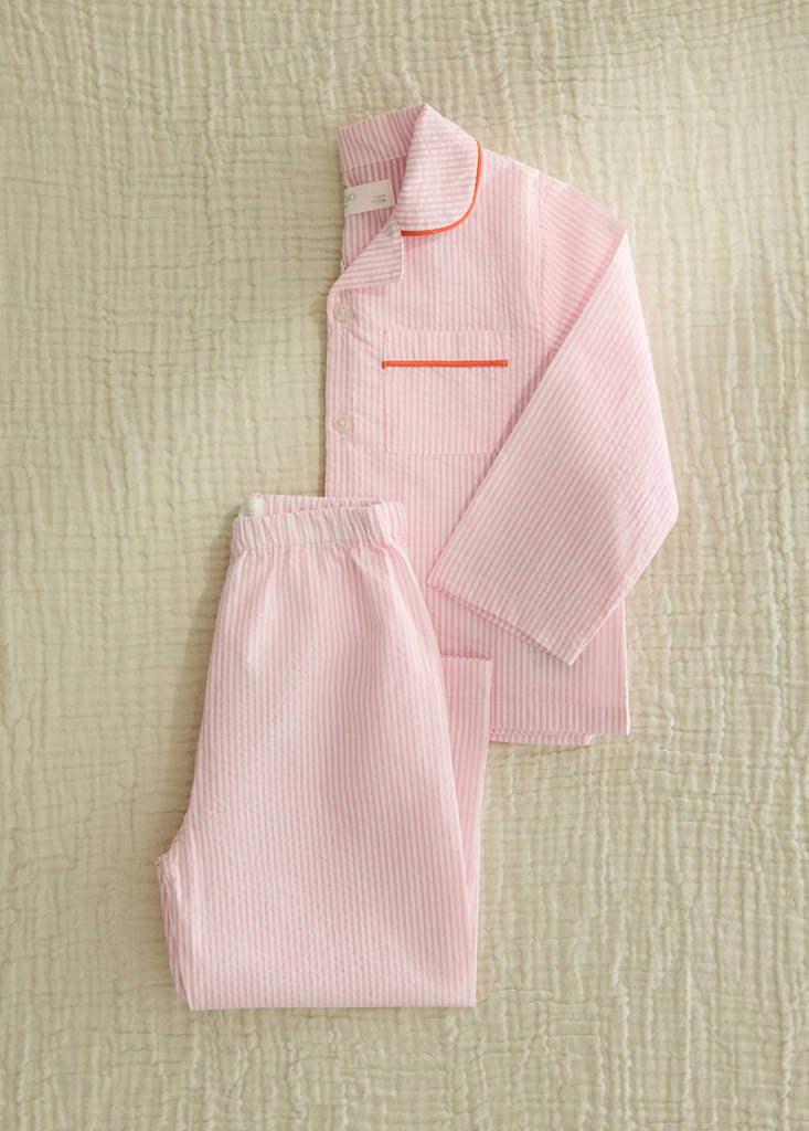 Pijama infantil dos piezas algodón seersucker rayas
