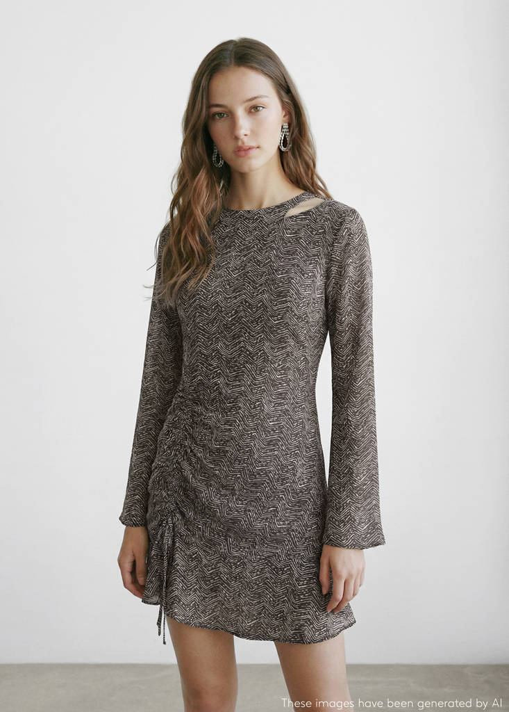 Flowy printed dress — Charcoal