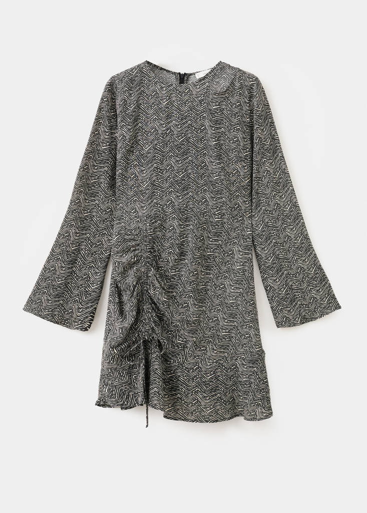 Flowy printed dress — Charcoal
