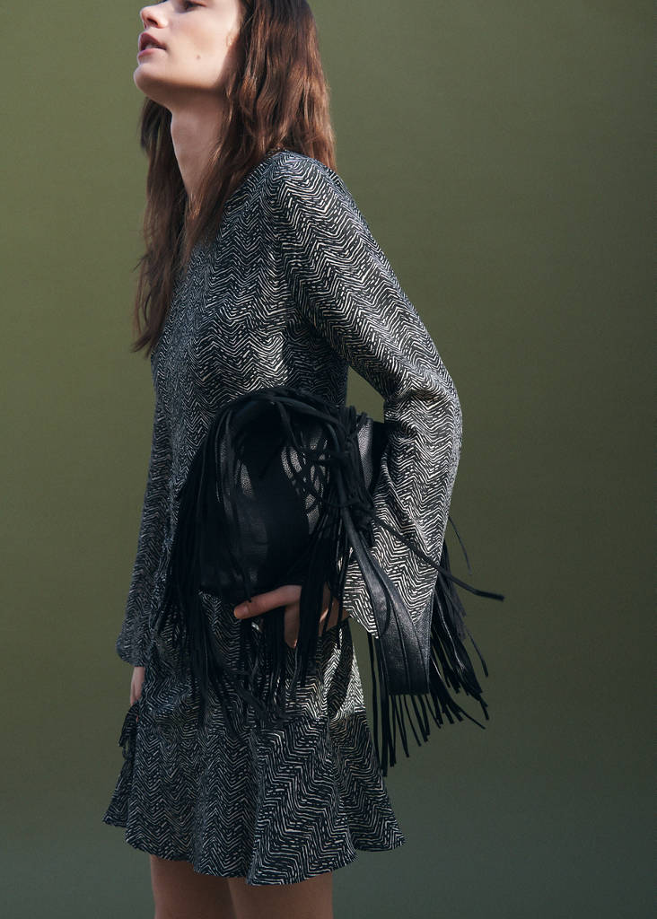 Flowy printed dress — Charcoal