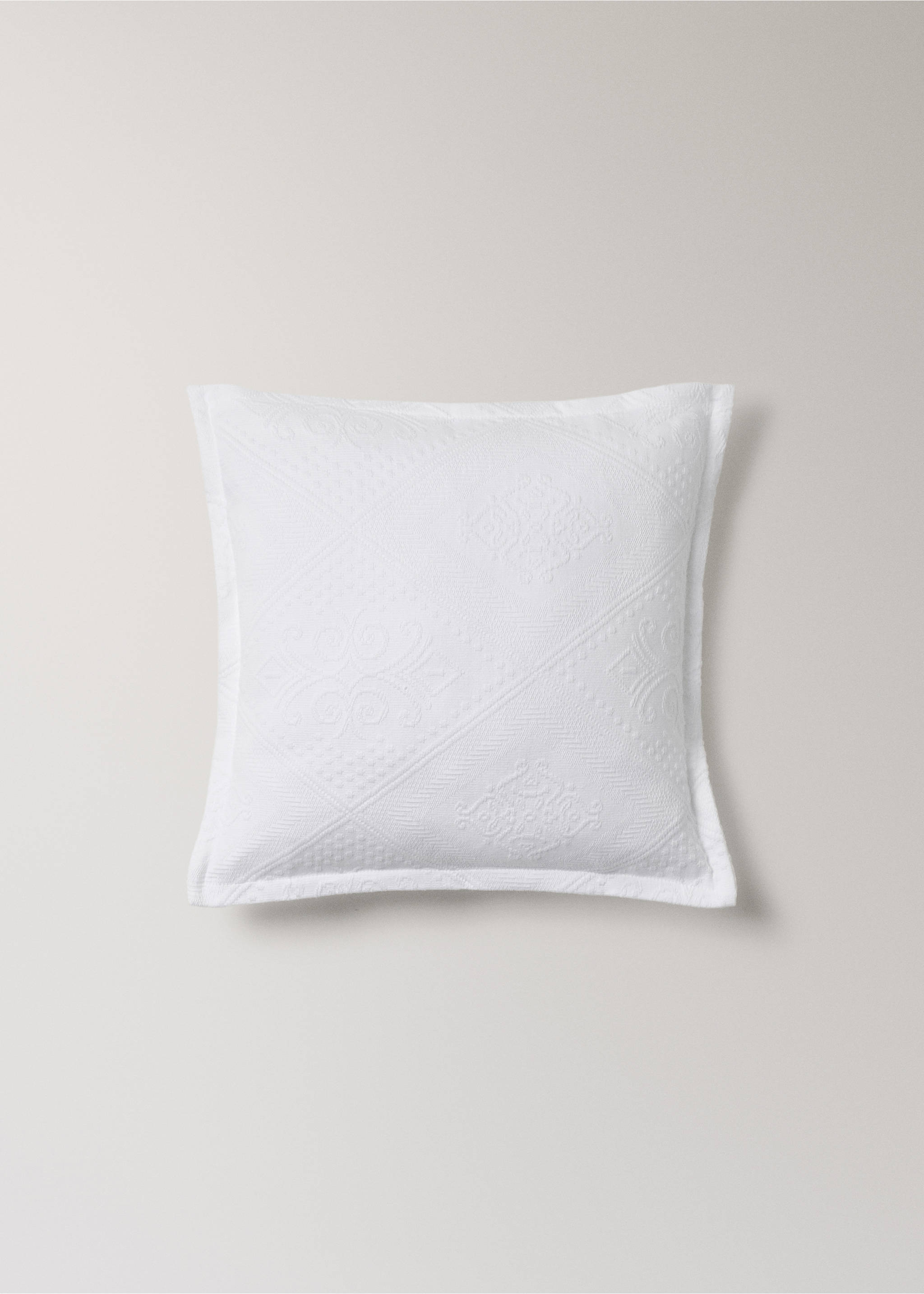 Housse de coussin jacquard pré-rétréci 300 g confection lit 50x50 cm - Article sans modèle, Blanc. Ref: 27053741-00.