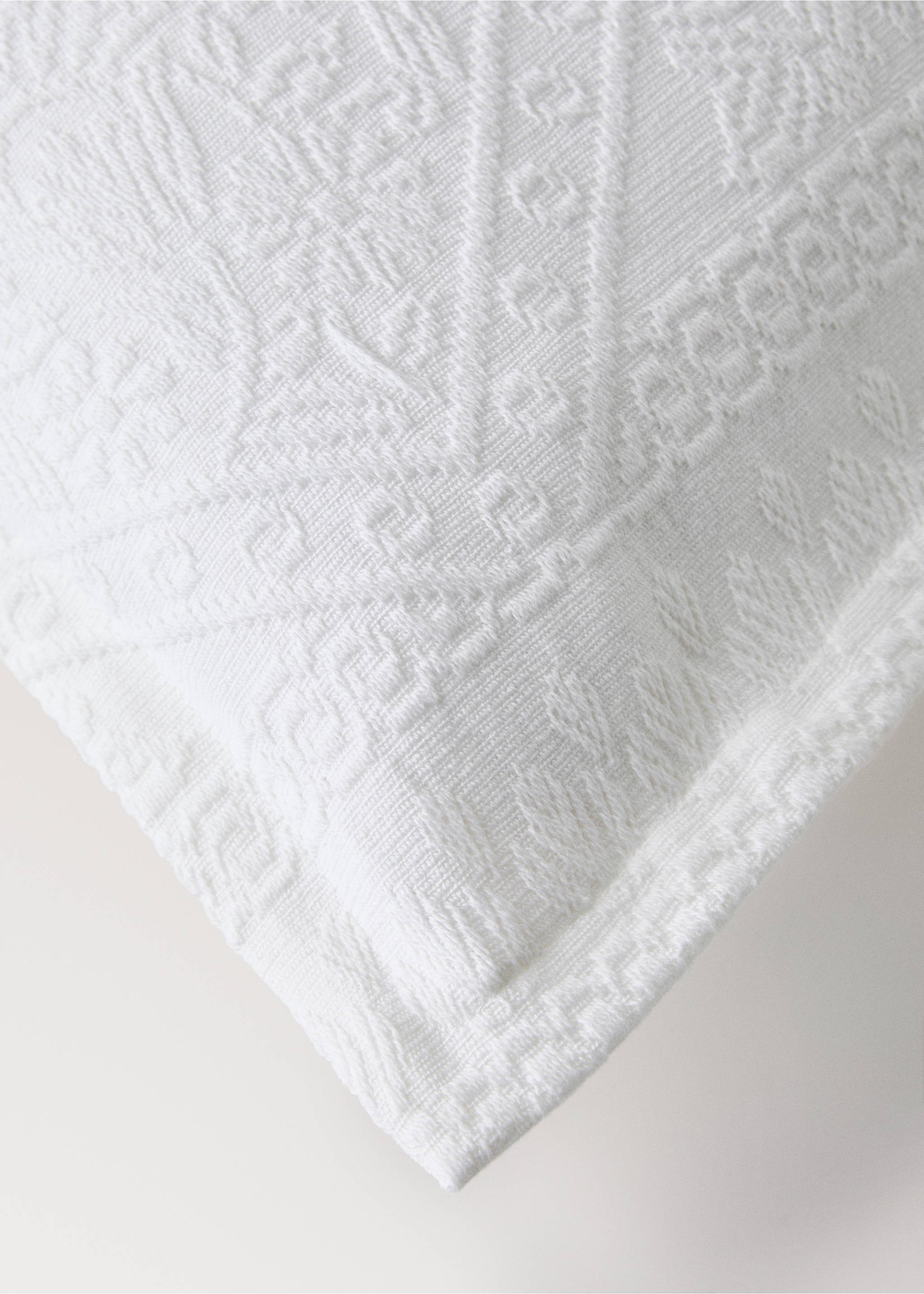 Housse de coussin jacquard pré-rétréci 300 g confection lit 50x50 cm - Détail de l'article 2, Blanc. Ref: 27053741-00.