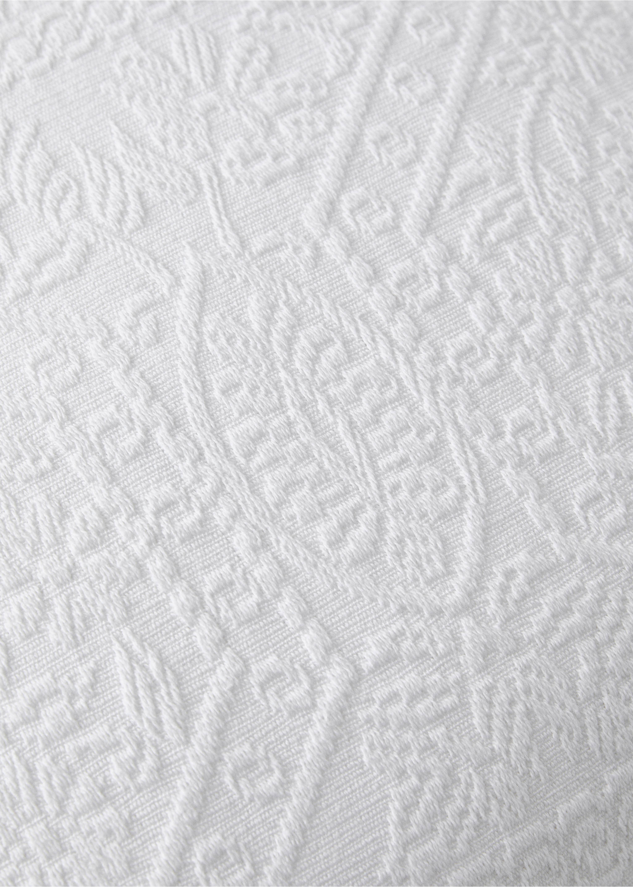 Housse de coussin jacquard pré-rétréci 300 g confection lit 50x50 cm - Détail de l'article 3, Blanc. Ref: 27053741-00.