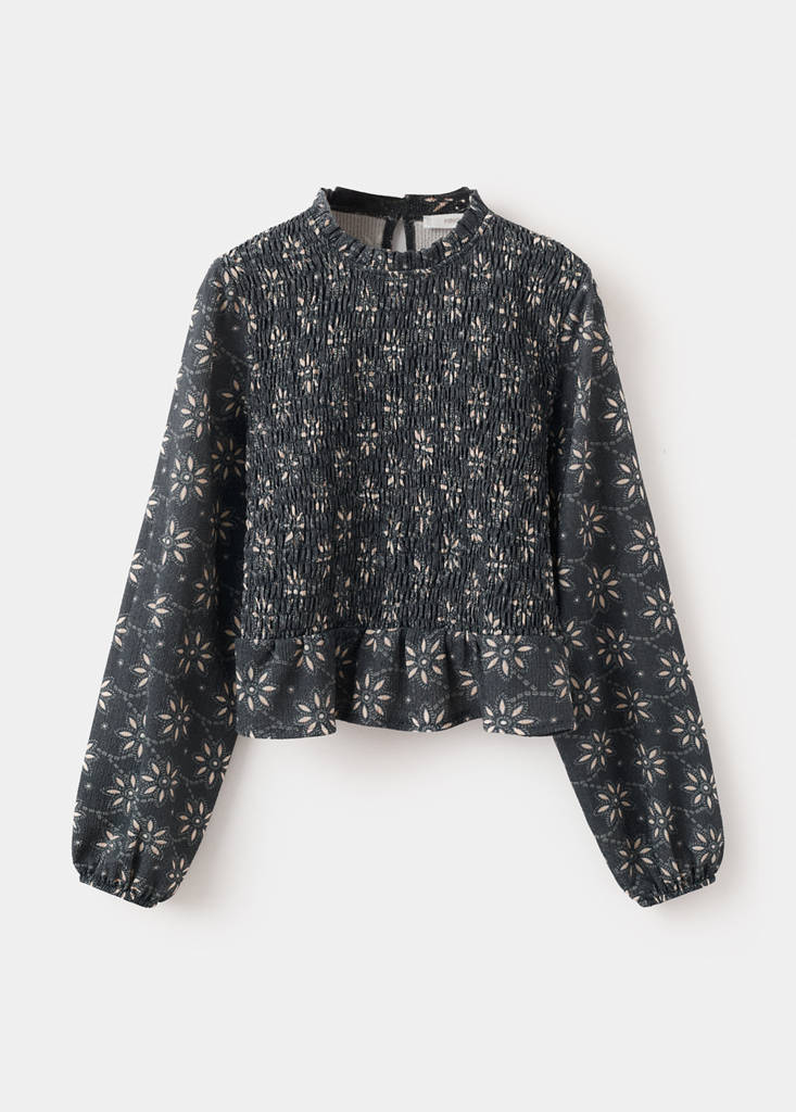 Floral print blouse — Navy