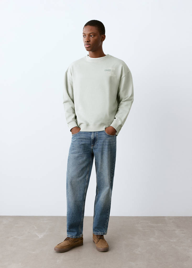 Printed cotton sweatshirt — Aqua Green