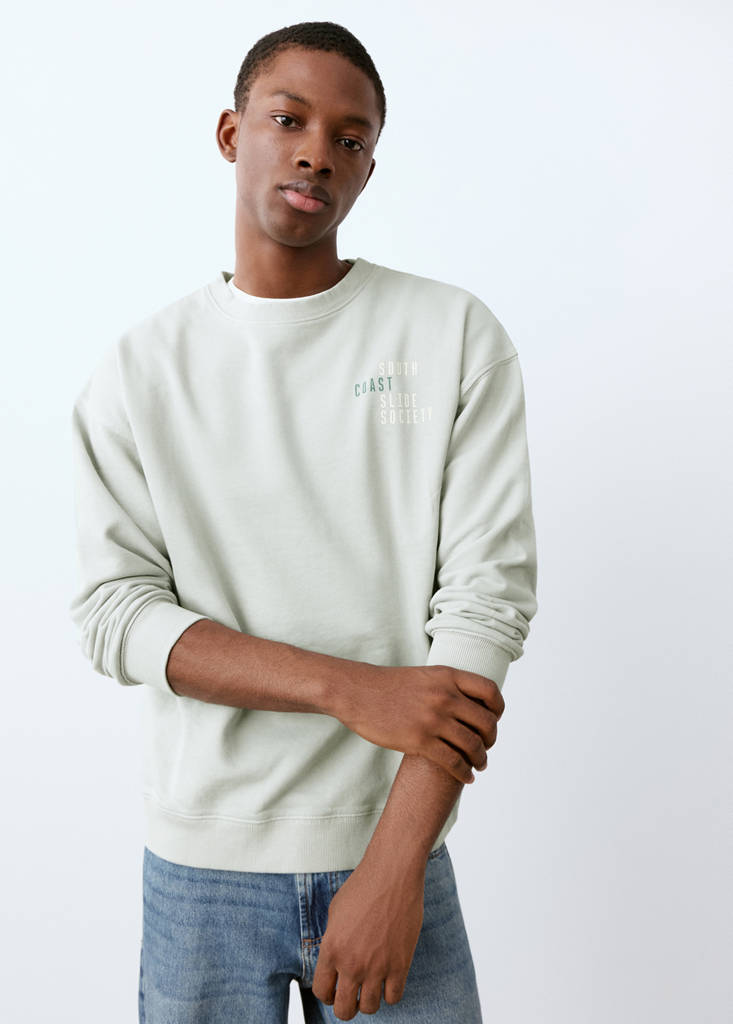 Printed cotton sweatshirt — Aqua Green