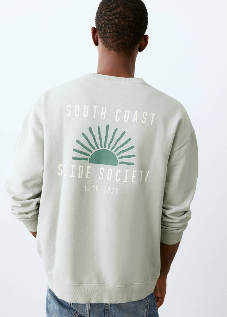 Printed cotton sweatshirt — Aqua Green