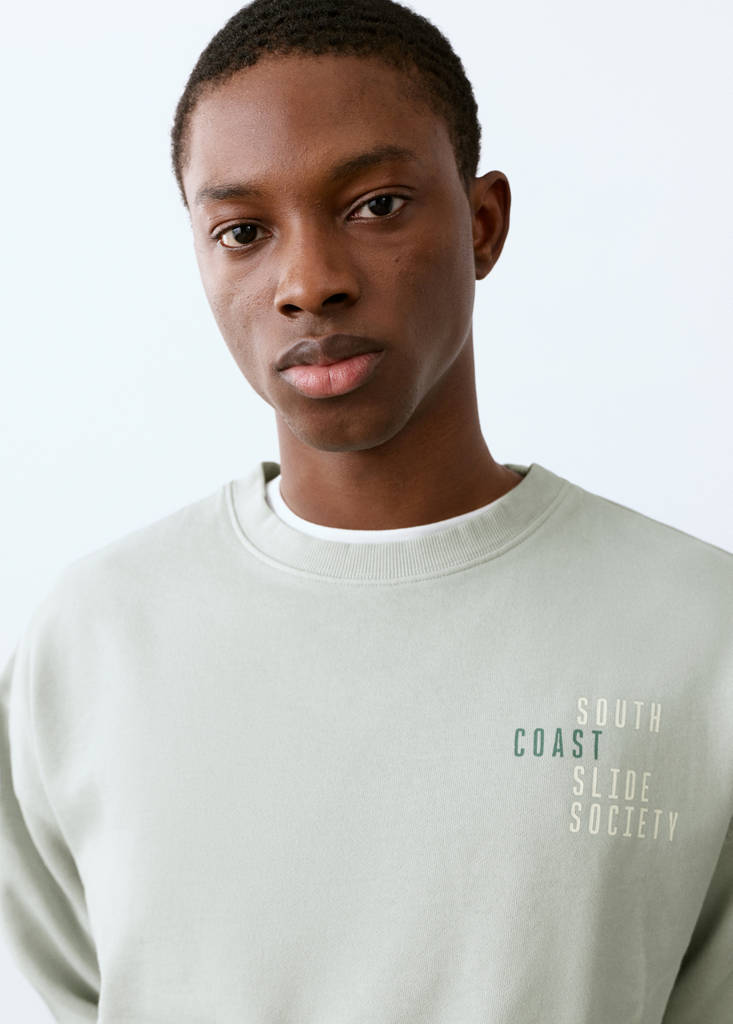 Printed cotton sweatshirt — Aqua Green