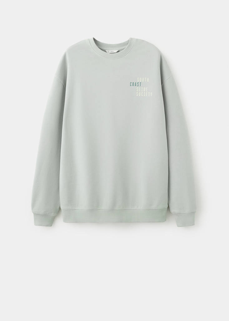 Printed cotton sweatshirt — Aqua Green