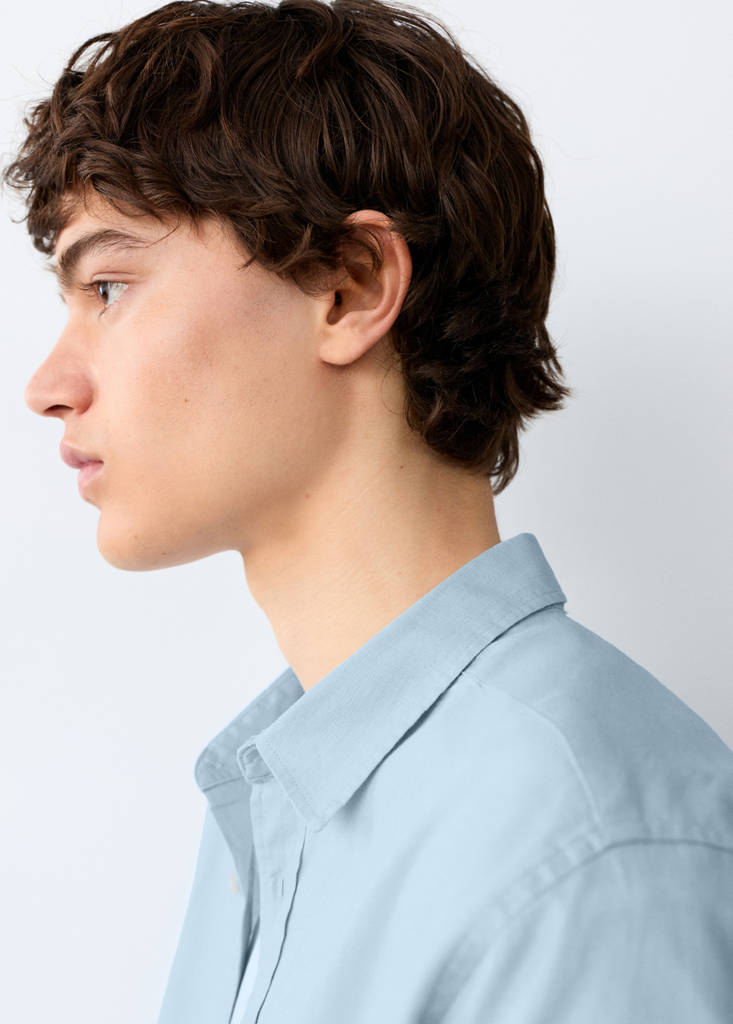 Straight linen shirt — Sky Blue