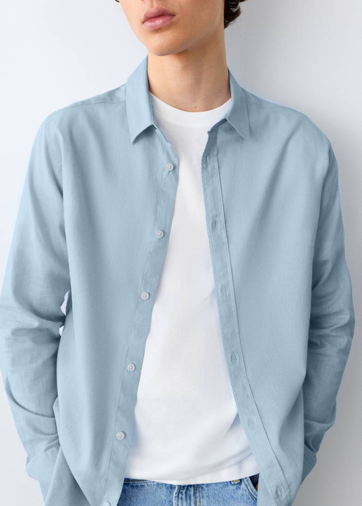Straight linen shirt — Sky Blue