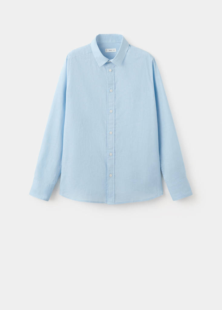 Straight linen shirt — Sky Blue