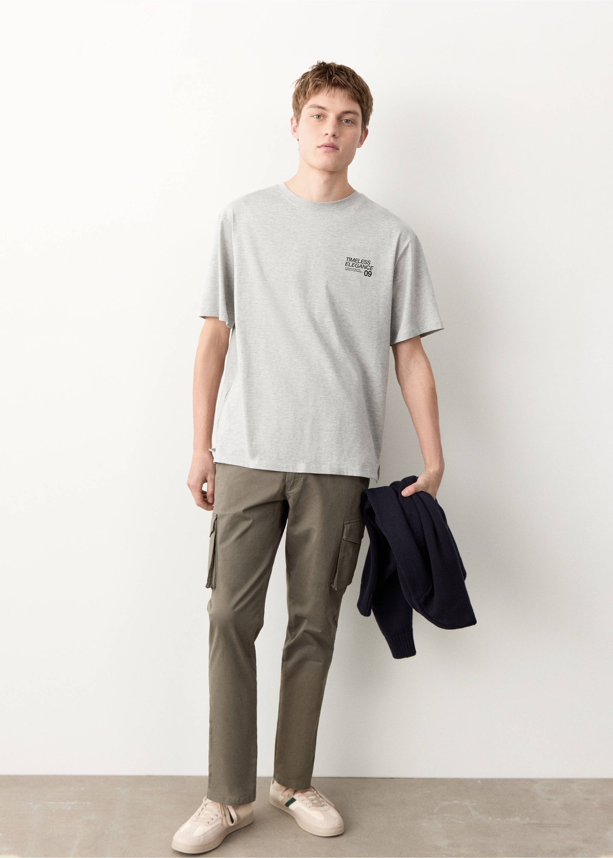 Printed cotton-blend t-shirt - General plane, Medium Heather Grey. Ref: 27054053-00.