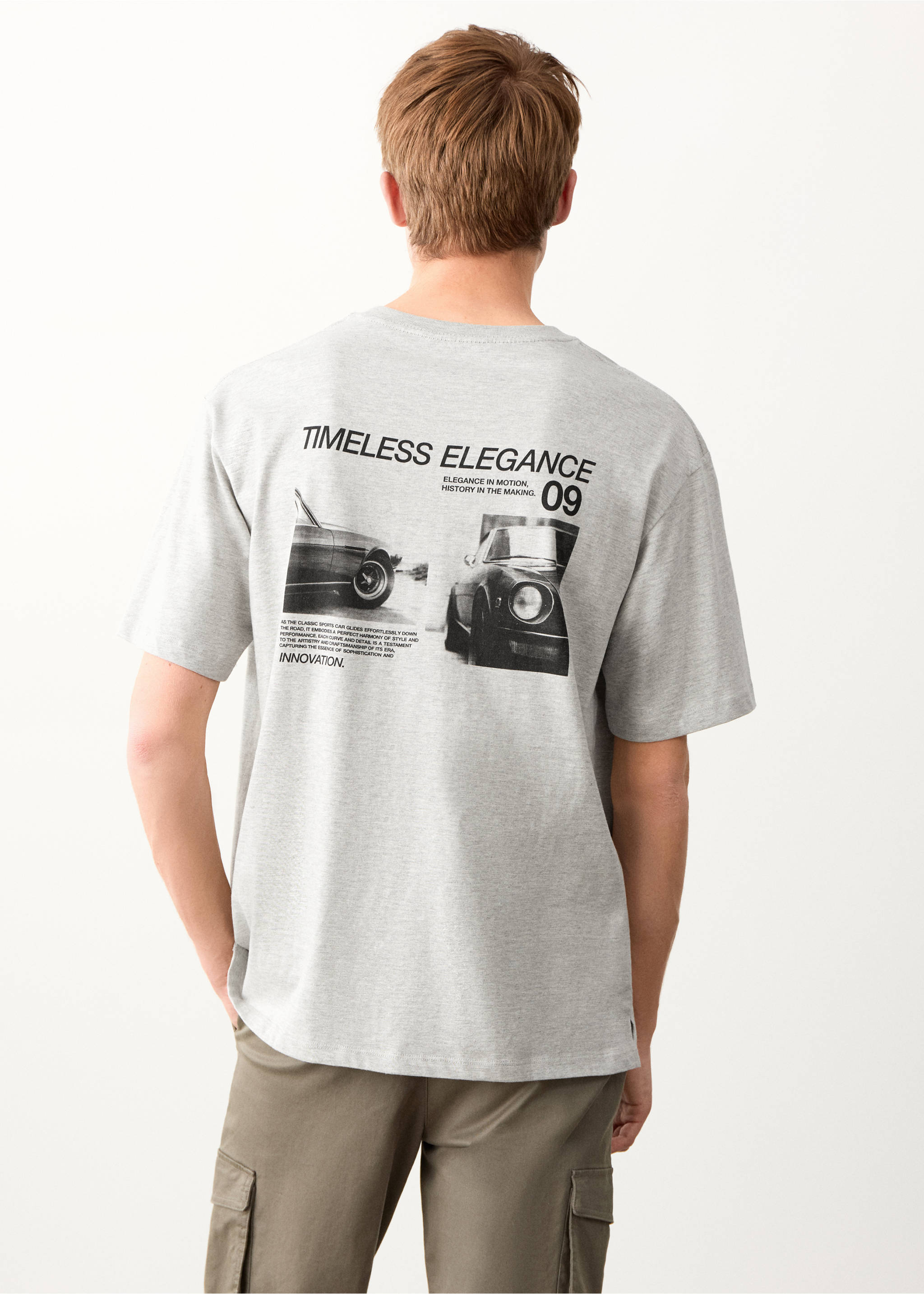 Printed cotton-blend t-shirt - Reverse of the article, Medium Heather Grey. Ref: 27054053-00.