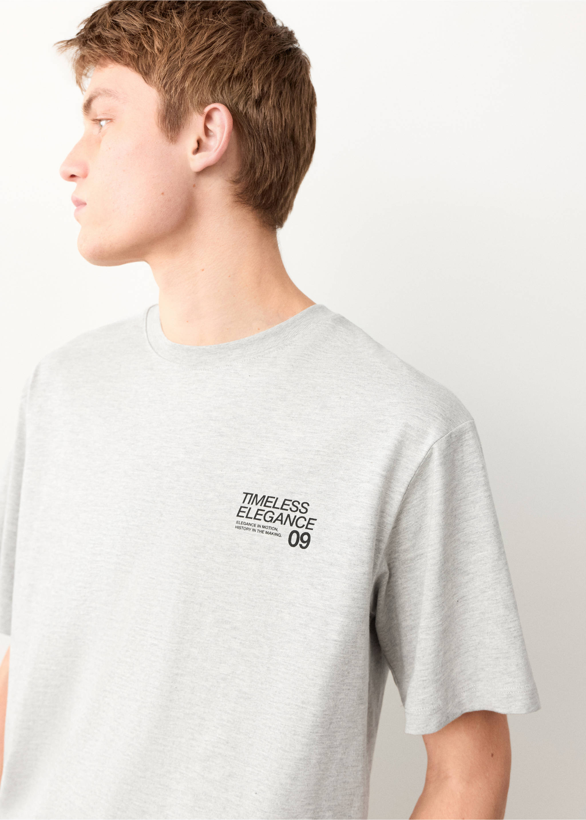 Printed cotton-blend t-shirt - Details of the article 1, Medium Heather Grey. Ref: 27054053-00.