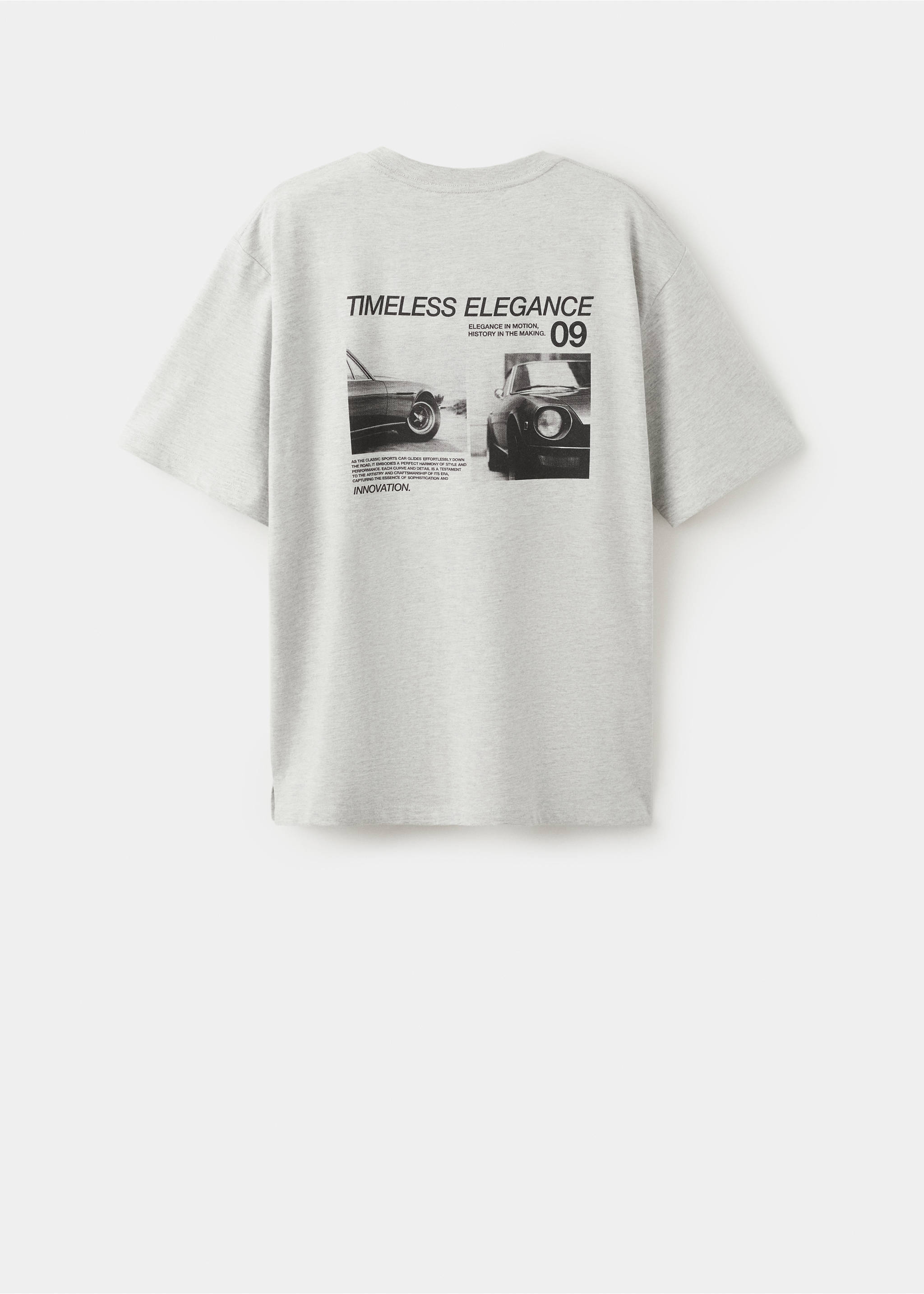 Bawełniany wzorzysty t-shirt - Tylna strona artykułu, Średni szary. Ref: 27054053-00.