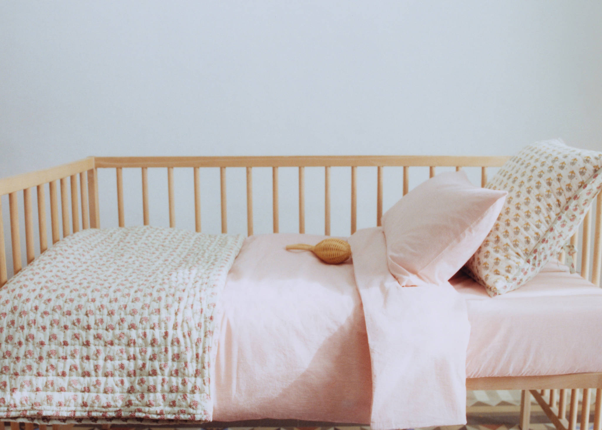 Cot bed duvet cover with fine striped yarn-dyed cotton - Panoramic plane