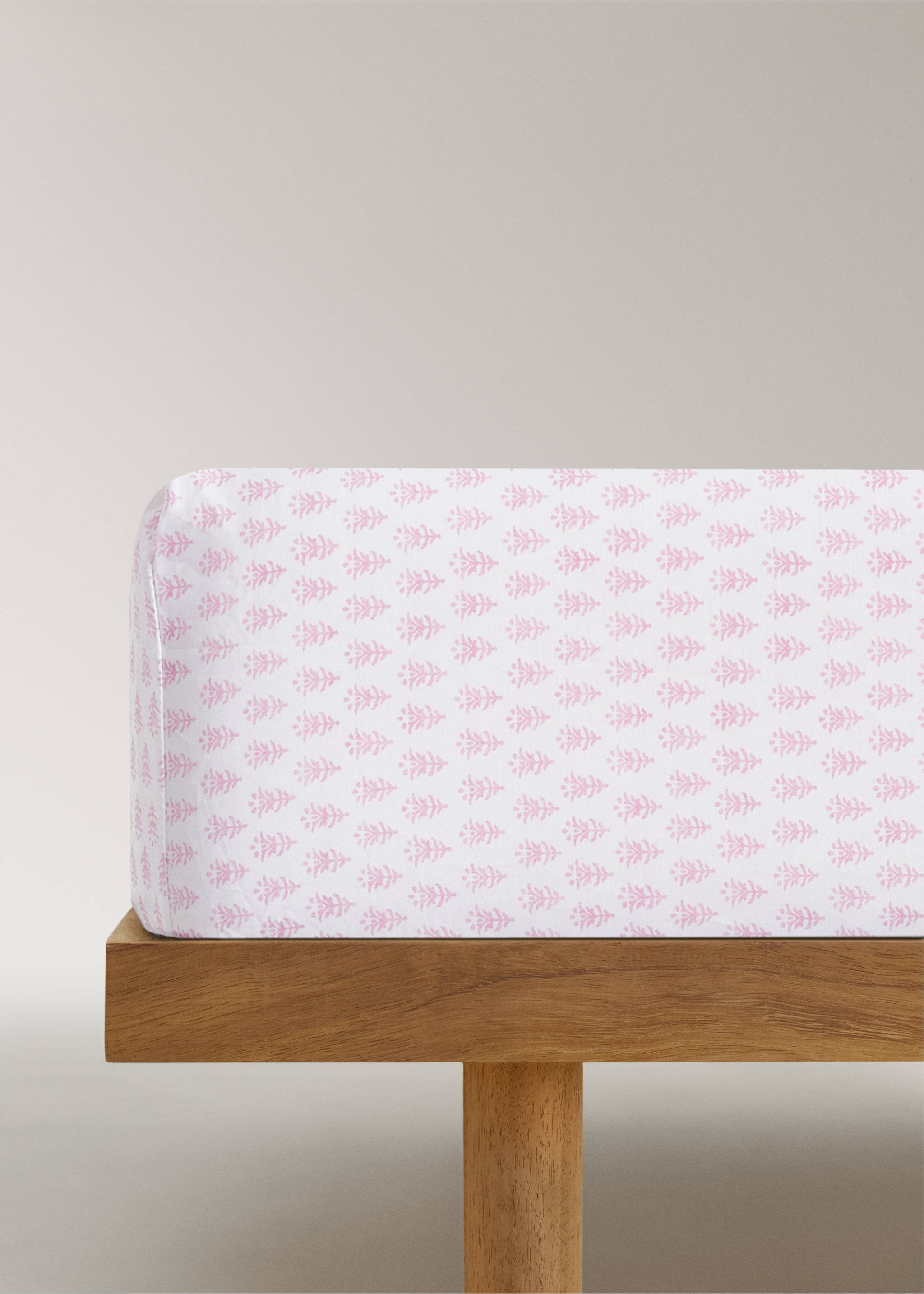Drap-housse enfant percale de coton mini fleur lit 90 cm - Article sans modèle, Rose. Ref: 27054058-00.