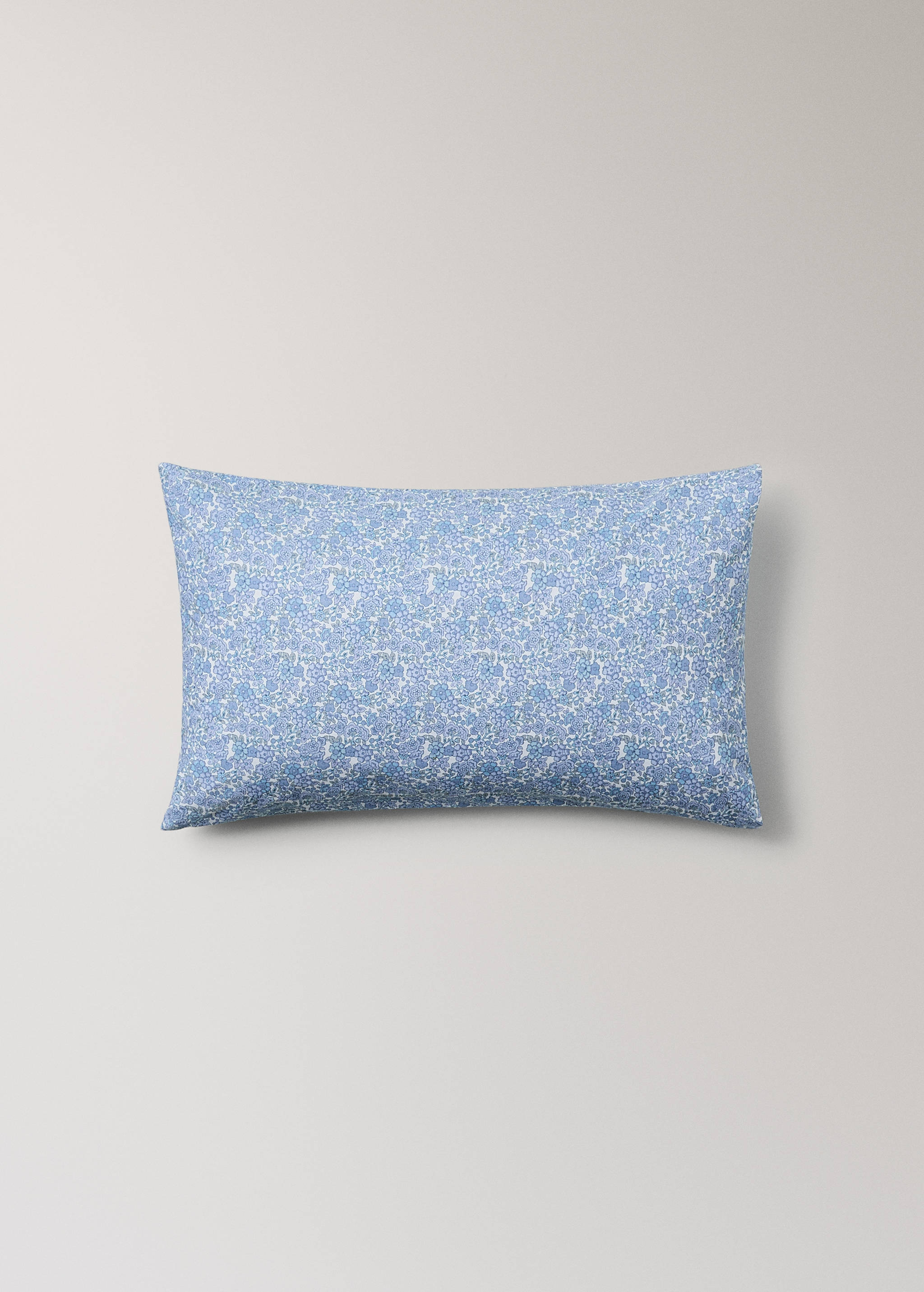 Mini cot pillowcase in cotton percale with floral design - Article without model