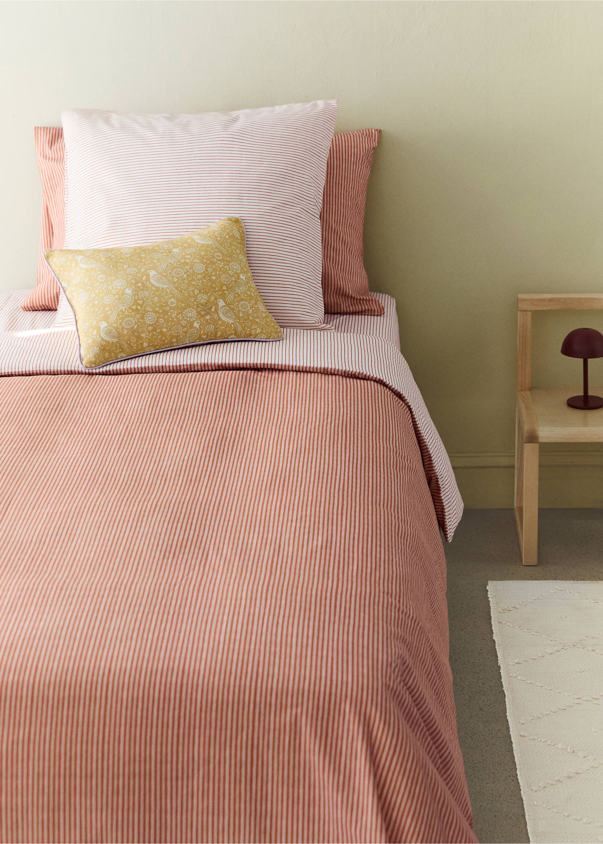 Children's cotton percale striped duvet cover for a 90 cm bed - General plane, Russet. Ref: 27054060-00.