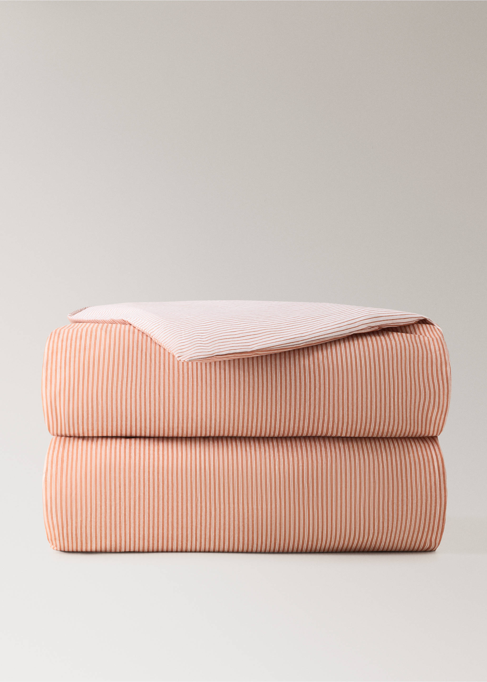 Children's cotton percale striped duvet cover for a 90 cm bed - Details of the article 3, Russet. Ref: 27054060-00.