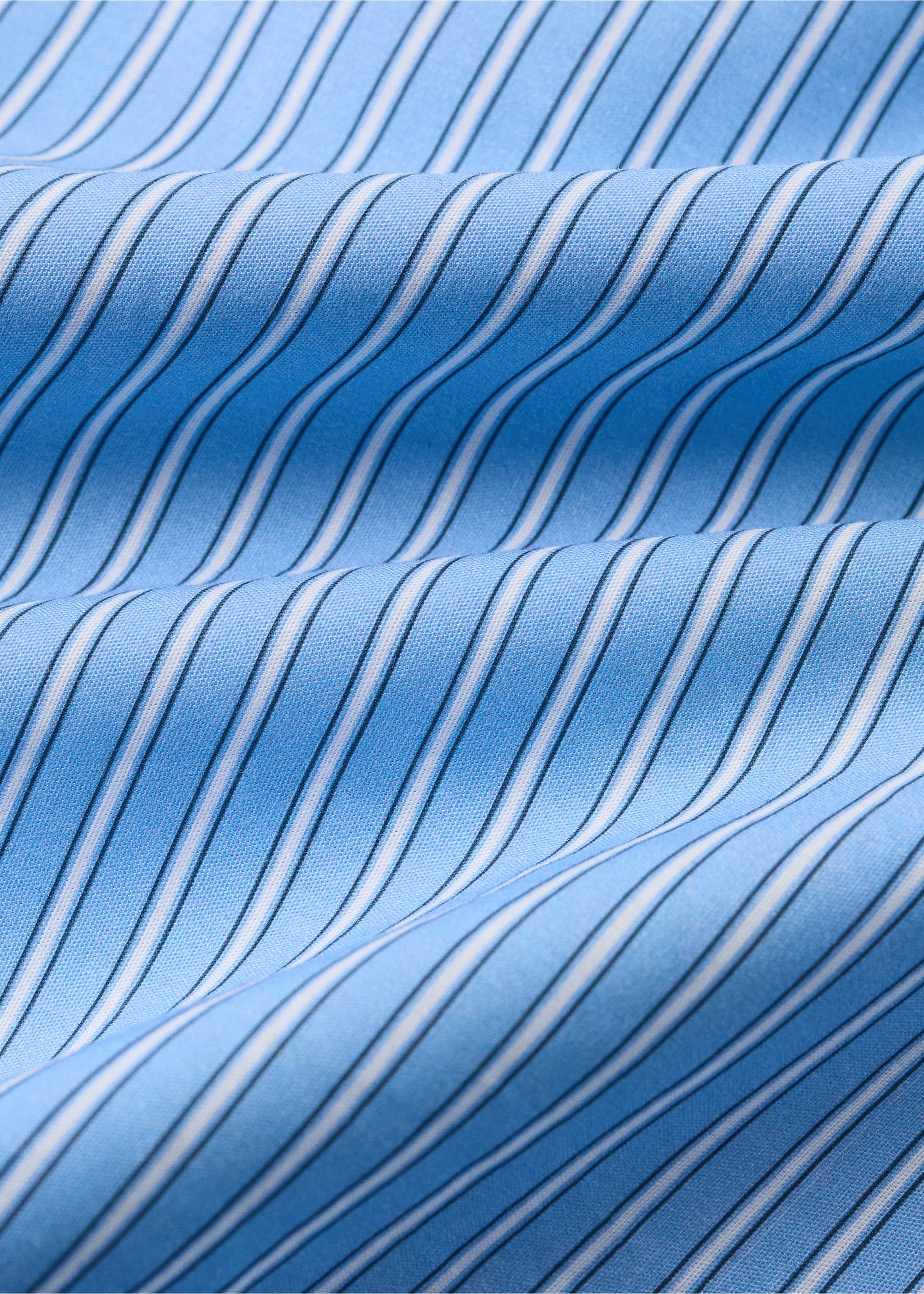 Cot duvet cover in shirting stripe percale - Details of the article 2, Blue. Ref: 27054061-00.