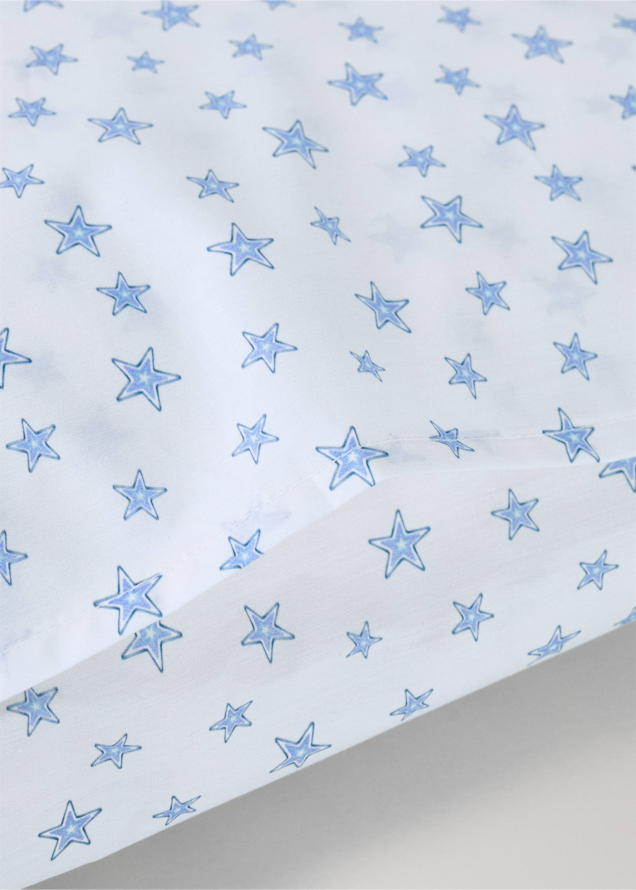 Children's pillowcase in cotton percale with star pattern 30x50 cm - Details of the article 2, Blue. Ref: 27054062-00.