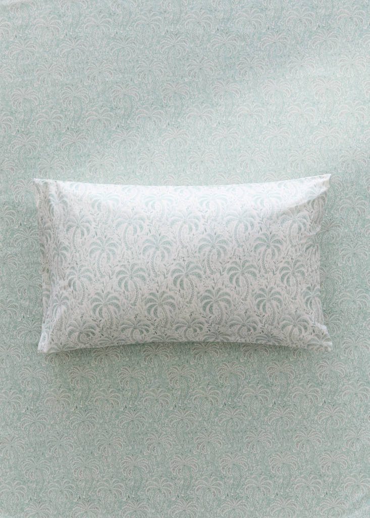 Funda almohada cuna algodón percal palmeras