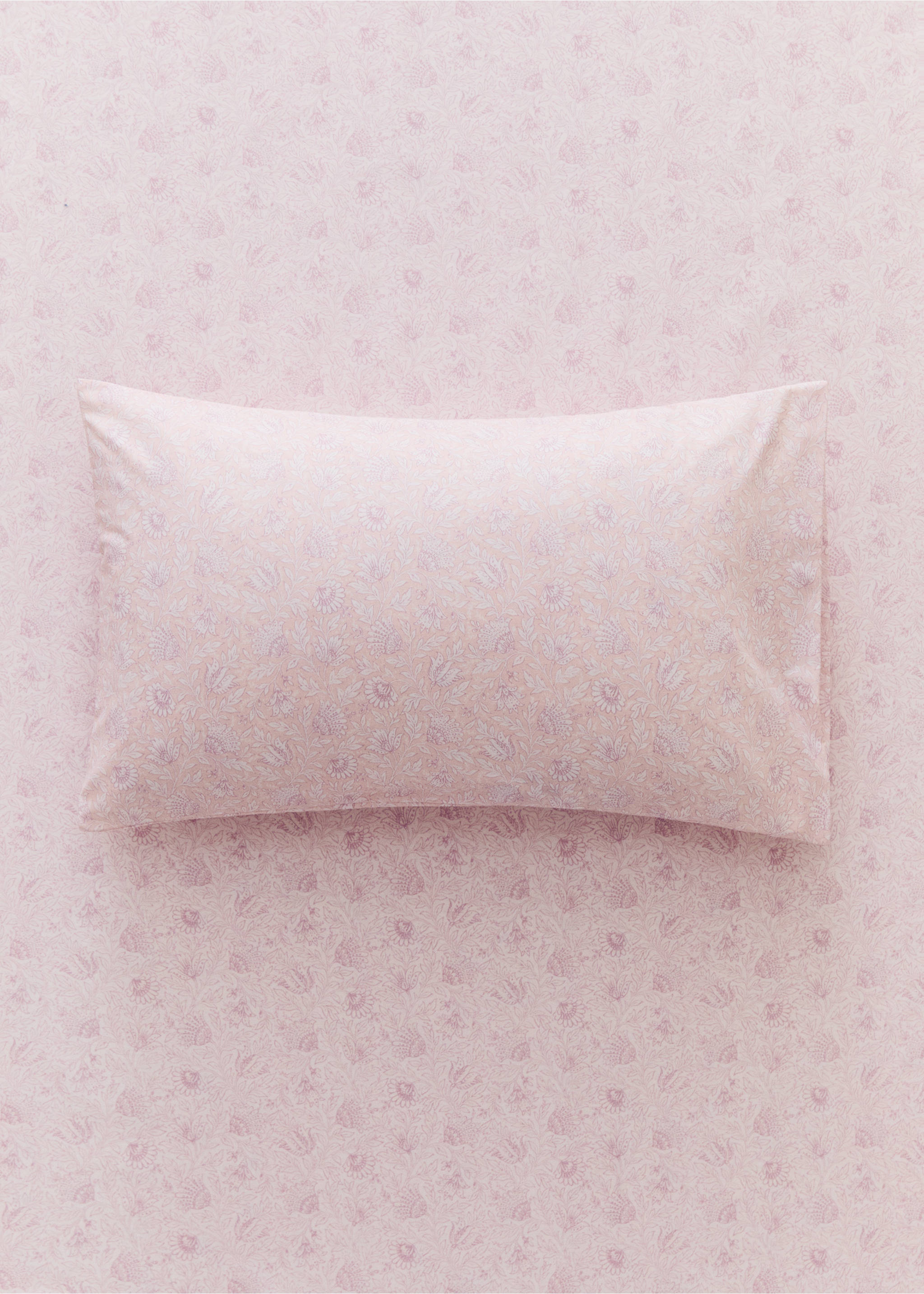 Floral cotton percale crib pillowcase 30 x 50 - General plane, Pastel Pink. Ref: 27054065-00.