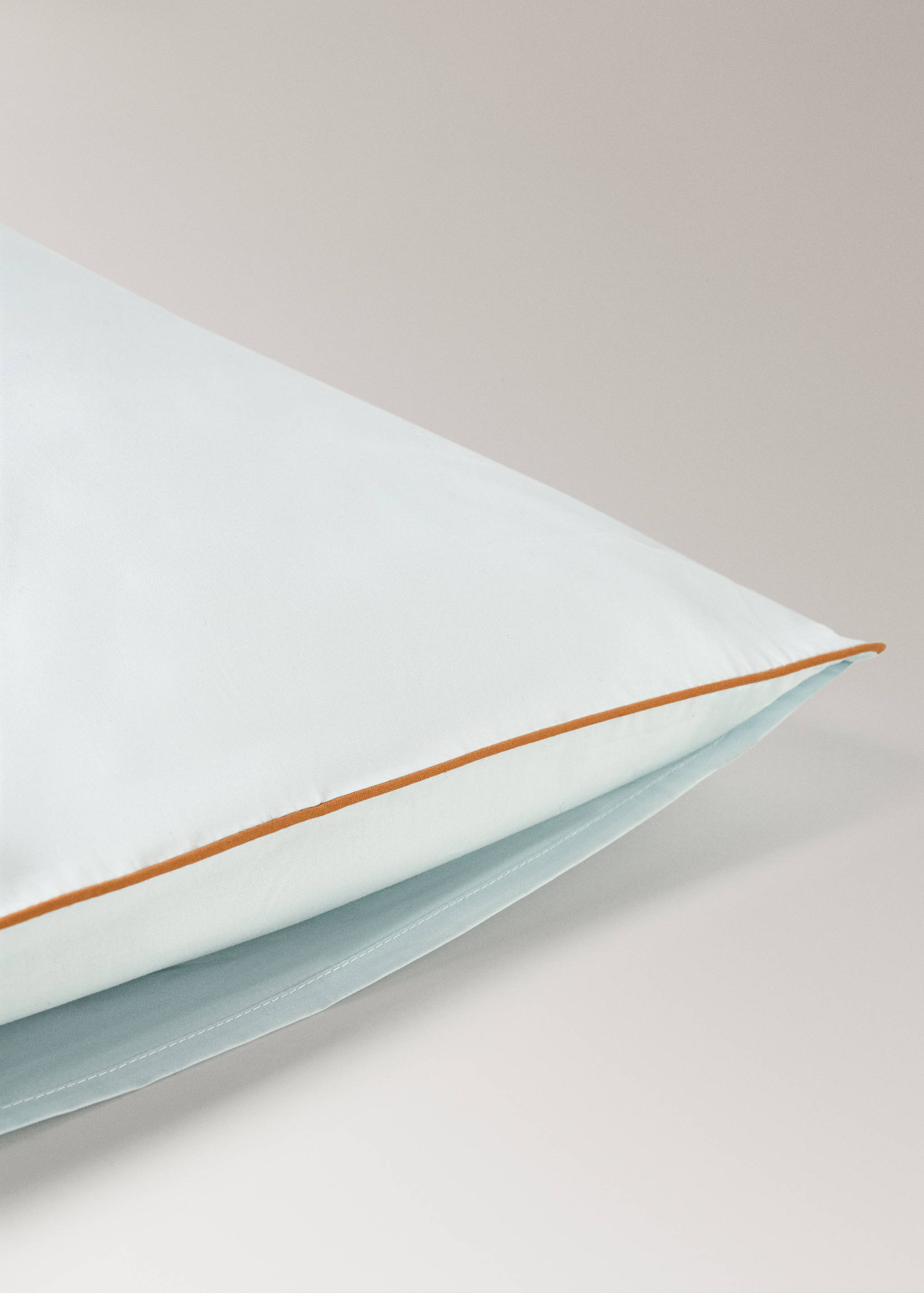 Reversible cotton percale cot pillowcase with contrast piping 30x50 cm - Details of the article 1