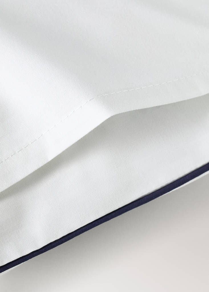 Reversible cotton percale cot pillowcase with contrast piping 30x50 cm — Sky Blue